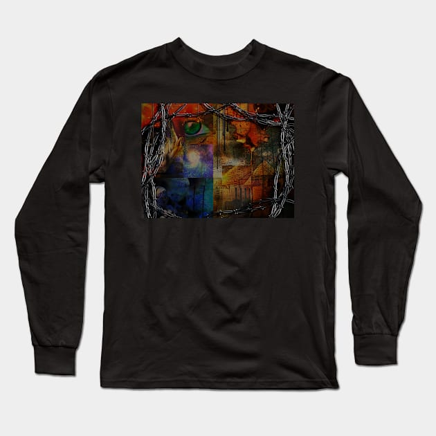 Dreams in barbed wire frame Long Sleeve T-Shirt by rolffimages